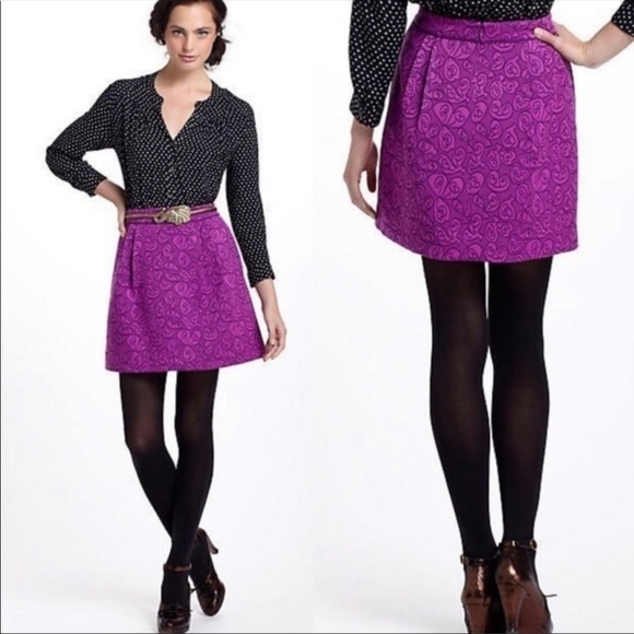ANTHROPOLOGIE HD in Paris Magenta Pink Brocade Mini Skirt, Size 6 - Picture 5 of 11